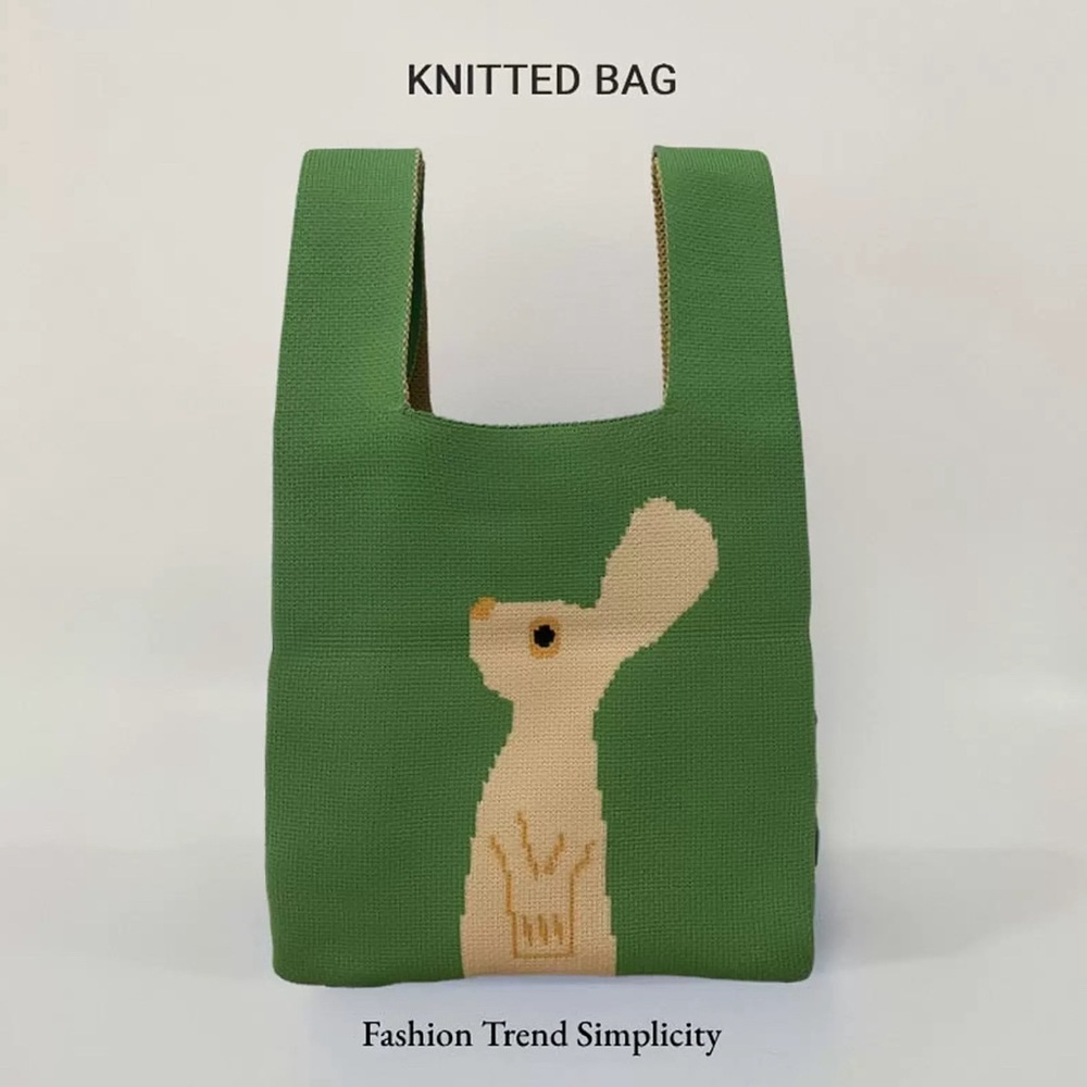 NWT Versatile Rabbit Design Tote Bag/Green